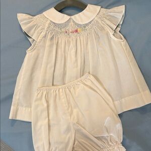 Feltman Bros Ivory Diaper Ser with Smocked Flowers